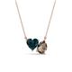 1 - Zuri 1.65 ctw Heart Shape London Blue Topaz with Pear Shape Smoky Quartz Toi Et Moi Women Pendant Necklace 