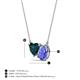 3 - Zuri 1.75 ctw Heart Shape London Blue Topaz with Pear Shape Tanzanite Toi Et Moi Women Pendant Necklace 