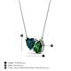 3 - Zuri 1.80 ctw Heart London Blue Topaz with Pear Shape Created Emerald Toi Et Moi Women Pendant Necklace 