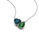 4 - Zuri 1.80 ctw Heart London Blue Topaz with Pear Shape Created Emerald Toi Et Moi Women Pendant Necklace 