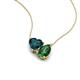 4 - Zuri 1.80 ctw Heart London Blue Topaz with Pear Shape Created Emerald Toi Et Moi Women Pendant Necklace 