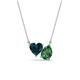 1 - Zuri 1.80 ctw Heart London Blue Topaz with Pear Shape Created Emerald Toi Et Moi Women Pendant Necklace 