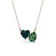 1 - Zuri 1.80 ctw Heart London Blue Topaz with Pear Shape Created Emerald Toi Et Moi Women Pendant Necklace 