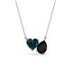 1 - Zuri 1.70 ctw Heart Shape London Blue Topaz with Pear Shape Black Onyx Toi Et Moi Women Pendant Necklace 