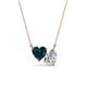 1 - Zuri 1.85 ctw Heart Shape London Blue Topaz with Pear Shape Moissanite Toi Et Moi Women Pendant Necklace 