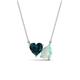 1 - Zuri 1.35 ctw Heart Shape London Blue Topaz with Pear Shape Opal Toi Et Moi Women Pendant Necklace 
