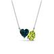 1 - Zuri 1.80 ctw Heart Shape London Blue Topaz with Pear Shape Peridot Toi Et Moi Women Pendant Necklace 