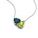 4 - Zuri 1.80 ctw Heart Shape London Blue Topaz with Pear Shape Peridot Toi Et Moi Women Pendant Necklace 
