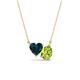 1 - Zuri 1.80 ctw Heart Shape London Blue Topaz with Pear Shape Peridot Toi Et Moi Women Pendant Necklace 