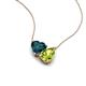 4 - Zuri 1.80 ctw Heart Shape London Blue Topaz with Pear Shape Peridot Toi Et Moi Women Pendant Necklace 