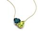 4 - Zuri 1.80 ctw Heart Shape London Blue Topaz with Pear Shape Peridot Toi Et Moi Women Pendant Necklace 