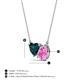 3 - Zuri 1.90 ctw Heart Shape London Blue Topaz with Pear Shape Created Pink Sapphire Toi Et Moi Women Pendant Necklace 