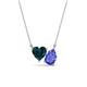 1 - Zuri 1.75 ctw Heart Shape London Blue Topaz with Pear Shape Tanzanite Toi Et Moi Women Pendant Necklace 