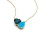 4 - Zuri 1.35 ctw Heart Shape London Blue Topaz with Pear Shape Turquoise Toi Et Moi Women Pendant Necklace 