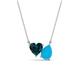 1 - Zuri 1.35 ctw Heart Shape London Blue Topaz with Pear Shape Turquoise Toi Et Moi Women Pendant Necklace 