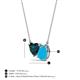 3 - Zuri 1.35 ctw Heart Shape London Blue Topaz with Pear Shape Turquoise Toi Et Moi Women Pendant Necklace 