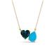 1 - Zuri 1.35 ctw Heart Shape London Blue Topaz with Pear Shape Turquoise Toi Et Moi Women Pendant Necklace 