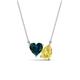1 - Zuri 1.90 ctw Heart Shape London Blue Topaz with Pear Shape Created Yellow Sapphire Toi Et Moi Women Pendant Necklace 