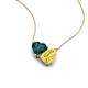 4 - Zuri 1.90 ctw Heart Shape London Blue Topaz with Pear Shape Created Yellow Sapphire Toi Et Moi Women Pendant Necklace 