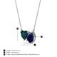 3 - Zuri 1.90 ctw Heart Shape London Blue Topaz with Pear Shape Created Blue Sapphire Toi Et Moi Women Pendant Necklace 