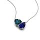 4 - Zuri 1.90 ctw Heart Shape London Blue Topaz with Pear Shape Created Blue Sapphire Toi Et Moi Women Pendant Necklace 