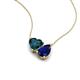 4 - Zuri 1.90 ctw Heart Shape London Blue Topaz with Pear Shape Created Blue Sapphire Toi Et Moi Women Pendant Necklace 