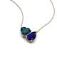4 - Zuri 1.90 ctw Heart Shape London Blue Topaz with Pear Shape Created Blue Sapphire Toi Et Moi Women Pendant Necklace 