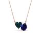 1 - Zuri 1.90 ctw Heart Shape London Blue Topaz with Pear Shape Created Blue Sapphire Toi Et Moi Women Pendant Necklace 