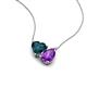 4 - Zuri 1.65 ctw Heart Shape London Blue Topaz with Pear Shape Amethyst Toi Et Moi Women Pendant Necklace 