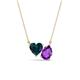 1 - Zuri 1.65 ctw Heart Shape London Blue Topaz with Pear Shape Amethyst Toi Et Moi Women Pendant Necklace 