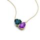 4 - Zuri 1.65 ctw Heart Shape London Blue Topaz with Pear Shape Amethyst Toi Et Moi Women Pendant Necklace 