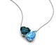 4 - Zuri 1.85 ctw Heart Shape London Blue Topaz with Pear Shape Blue Topaz Toi Et Moi Women Pendant Necklace 