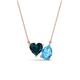 1 - Zuri 1.85 ctw Heart Shape London Blue Topaz with Pear Shape Blue Topaz Toi Et Moi Women Pendant Necklace 