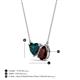 3 - Zuri 1.90 ctw Heart Shape London Blue Topaz with Pear Shape Red Garnet Toi Et Moi Women Pendant Necklace 