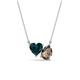 1 - Zuri 1.65 ctw Heart Shape London Blue Topaz with Pear Shape Smoky Quartz Toi Et Moi Women Pendant Necklace 