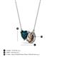 3 - Zuri 1.65 ctw Heart Shape London Blue Topaz with Pear Shape Smoky Quartz Toi Et Moi Women Pendant Necklace 