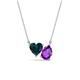 1 - Zuri 1.65 ctw Heart Shape London Blue Topaz with Pear Shape Amethyst Toi Et Moi Women Pendant Necklace 