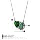 3 - Zuri 1.61 ctw Heart Shape Created Emerald with Pear Shape Created Alexandrite Toi Et Moi Women Pendant Necklace 