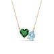 1 - Zuri 1.35 ctw Heart Shape Created Emerald with Pear Shape Aquamarine Toi Et Moi Women Pendant Necklace 