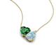 4 - Zuri 1.35 ctw Heart Shape Created Emerald with Pear Shape Aquamarine Toi Et Moi Women Pendant Necklace 
