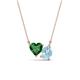 1 - Zuri 1.35 ctw Heart Shape Created Emerald with Pear Shape Aquamarine Toi Et Moi Women Pendant Necklace 