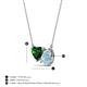 3 - Zuri 1.35 ctw Heart Shape Created Emerald with Pear Shape Aquamarine Toi Et Moi Women Pendant Necklace 