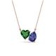 1 - Zuri 1.35 ctw Heart Shape Created Emerald with Pear Shape Iolite Toi Et Moi Women Pendant Necklace 