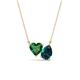 1 - Zuri 1.60 ctw Heart Shape Created Emerald with Pear Shape London Blue Topaz Toi Et Moi Women Pendant Necklace 