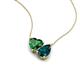 4 - Zuri 1.60 ctw Heart Shape Created Emerald with Pear Shape London Blue Topaz Toi Et Moi Women Pendant Necklace 