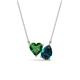 1 - Zuri 1.60 ctw Heart Shape Created Emerald with Pear Shape London Blue Topaz Toi Et Moi Women Pendant Necklace 
