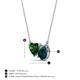 3 - Zuri 1.60 ctw Heart Shape Created Emerald with Pear Shape London Blue Topaz Toi Et Moi Women Pendant Necklace 
