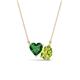 1 - Zuri 1.55 ctw Heart Shape Created Emerald with Pear Shape Peridot Toi Et Moi Women Pendant Necklace 