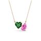 1 - Zuri 1.65 ctw Heart Shape Created Emerald with Pear Shape Created Pink Sapphire Toi Et Moi Women Pendant Necklace 