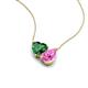 4 - Zuri 1.65 ctw Heart Shape Created Emerald with Pear Shape Created Pink Sapphire Toi Et Moi Women Pendant Necklace 